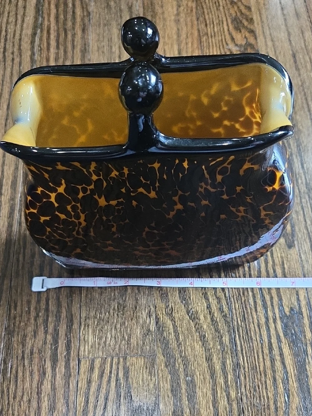 Vintage Murano Glass Purse Vase Leopard Tortoise